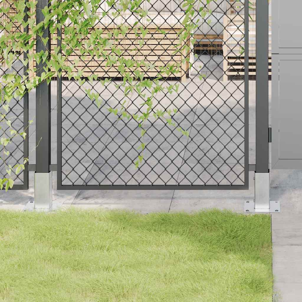 Basi per Pali Quadrate 12 pz Argento 61x61 mm Acciaio Zincato | homemem39