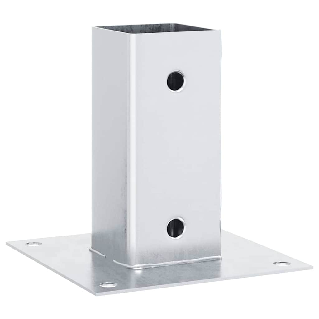 Basi per Pali Quadrate 4 pz Argento 71x71 mm in Acciaio Zincato | homemem39