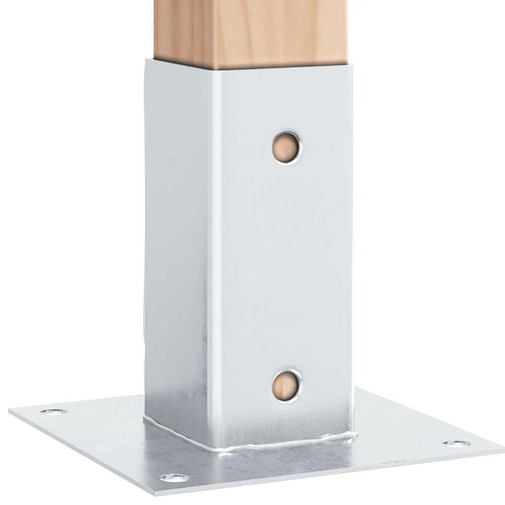 Basi per Pali Quadrate 4 pz Argento 71x71 mm in Acciaio Zincato | homemem39