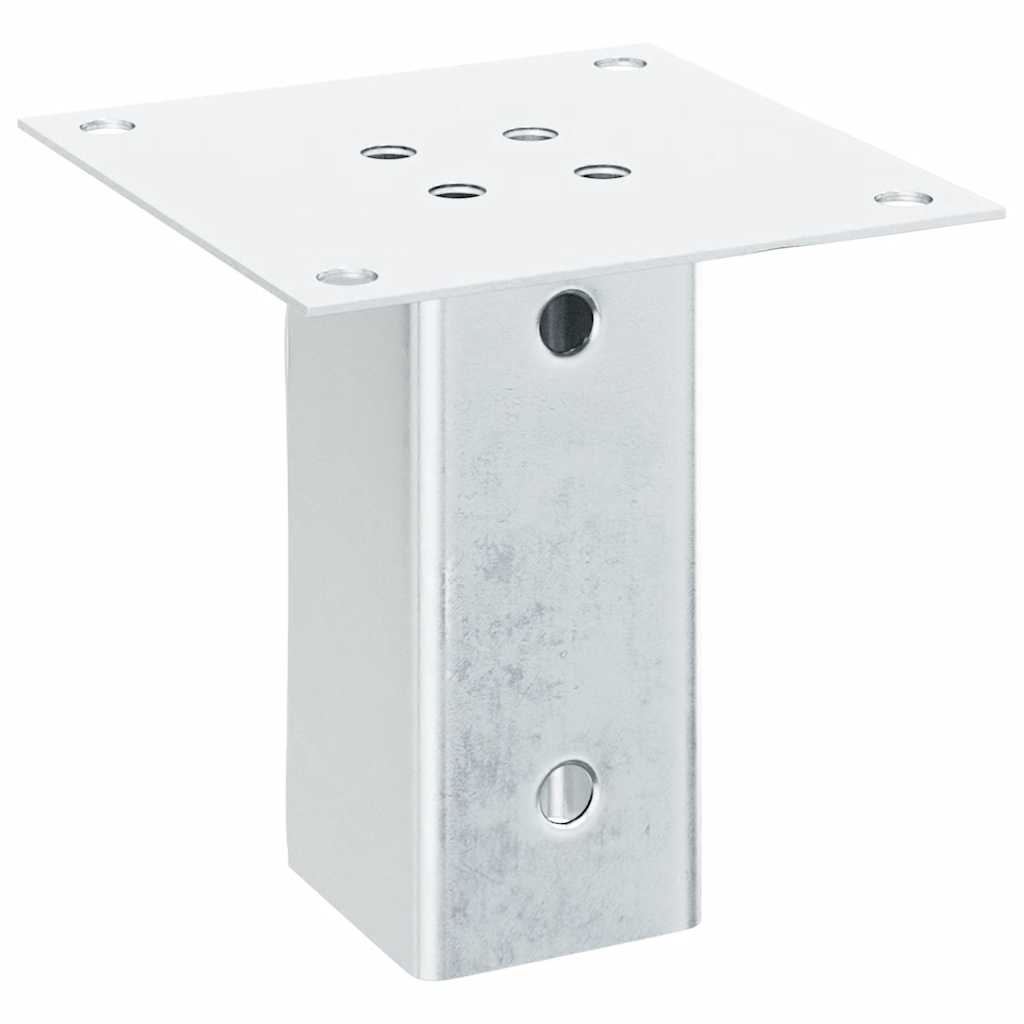 Basi per Pali Quadrate 4 pz Argento 71x71 mm in Acciaio Zincato | homemem39