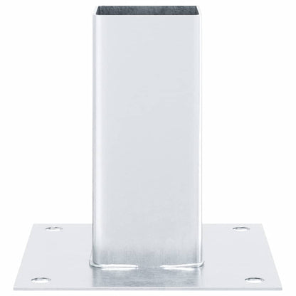 Basi per Pali Quadrate 4 pz Argento 71x71 mm in Acciaio Zincato | homemem39