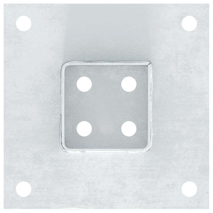 Basi per Pali Quadrate 4 pz Argento 71x71 mm in Acciaio Zincato | homemem39