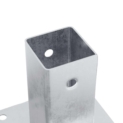 Basi per Pali Quadrate 4 pz Argento 71x71 mm in Acciaio Zincato | homemem39