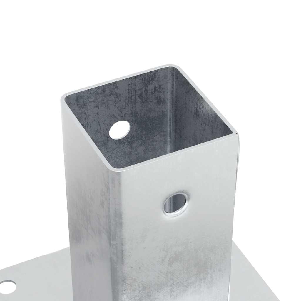 Basi per Pali Quadrate 12 pz Argento 71x71 mm Acciaio Zincato | homemem39