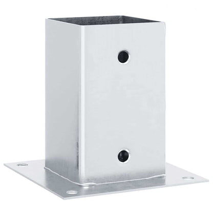 Basi per Pali Quadrate 4 pz Argento 81x81 mm in Acciaio Zincato | homemem39