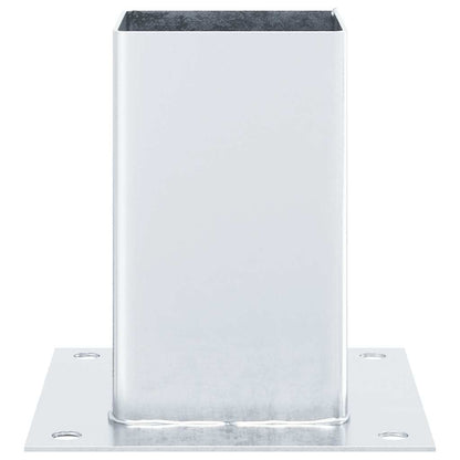 Basi per Pali Quadrate 4 pz Argento 81x81 mm in Acciaio Zincato | homemem39