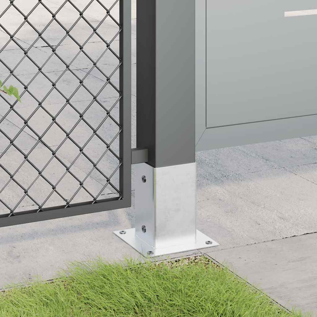 Basi per Pali Quadrate 12 pz Argento 81x81 mm Acciaio Zincato | homemem39