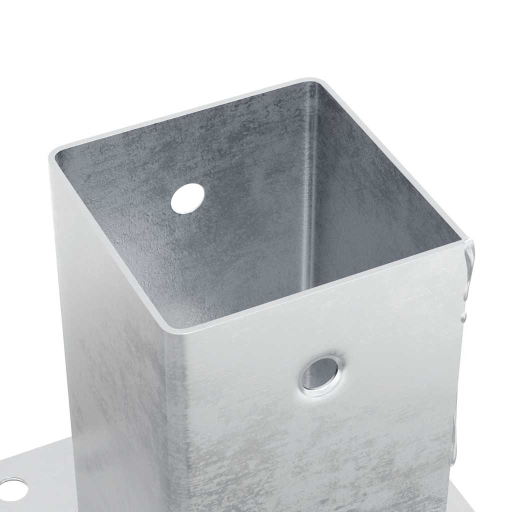 Basi per Pali Quadrate 12 pz Argento 81x81 mm Acciaio Zincato | homemem39