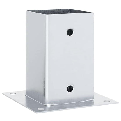 Basi per Pali Quadrate 4 pz Argento 91x91 mm in Acciaio Zincato | homemem39