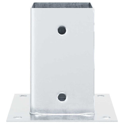 Basi per Pali Quadrate 4 pz Argento 91x91 mm in Acciaio Zincato | homemem39