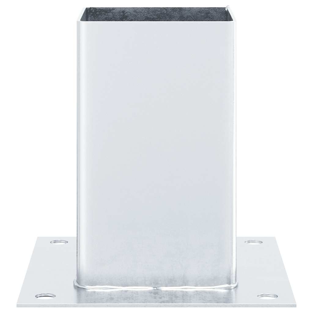 Basi per Pali Quadrate 4 pz Argento 91x91 mm in Acciaio Zincato | homemem39
