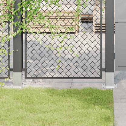 Basi per Pali Quadrate 4 pz Argento 91x91 mm in Acciaio Zincato | homemem39