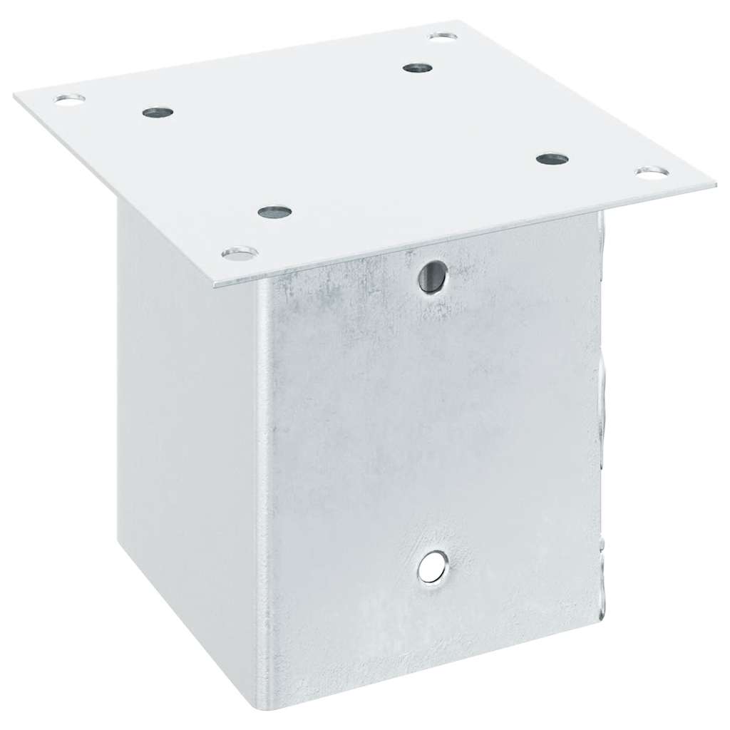 Basi per Pali Quadrate 4 pz Argento 101x101 mm Acciaio Zincato | homemem39