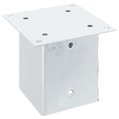 Basi per Pali Quadrate 4 pz Argento 101x101 mm Acciaio Zincato | homemem39