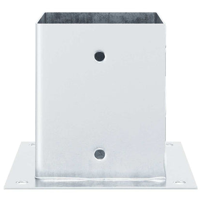 Basi per Pali Quadrate 4 pz Argento 101x101 mm Acciaio Zincato