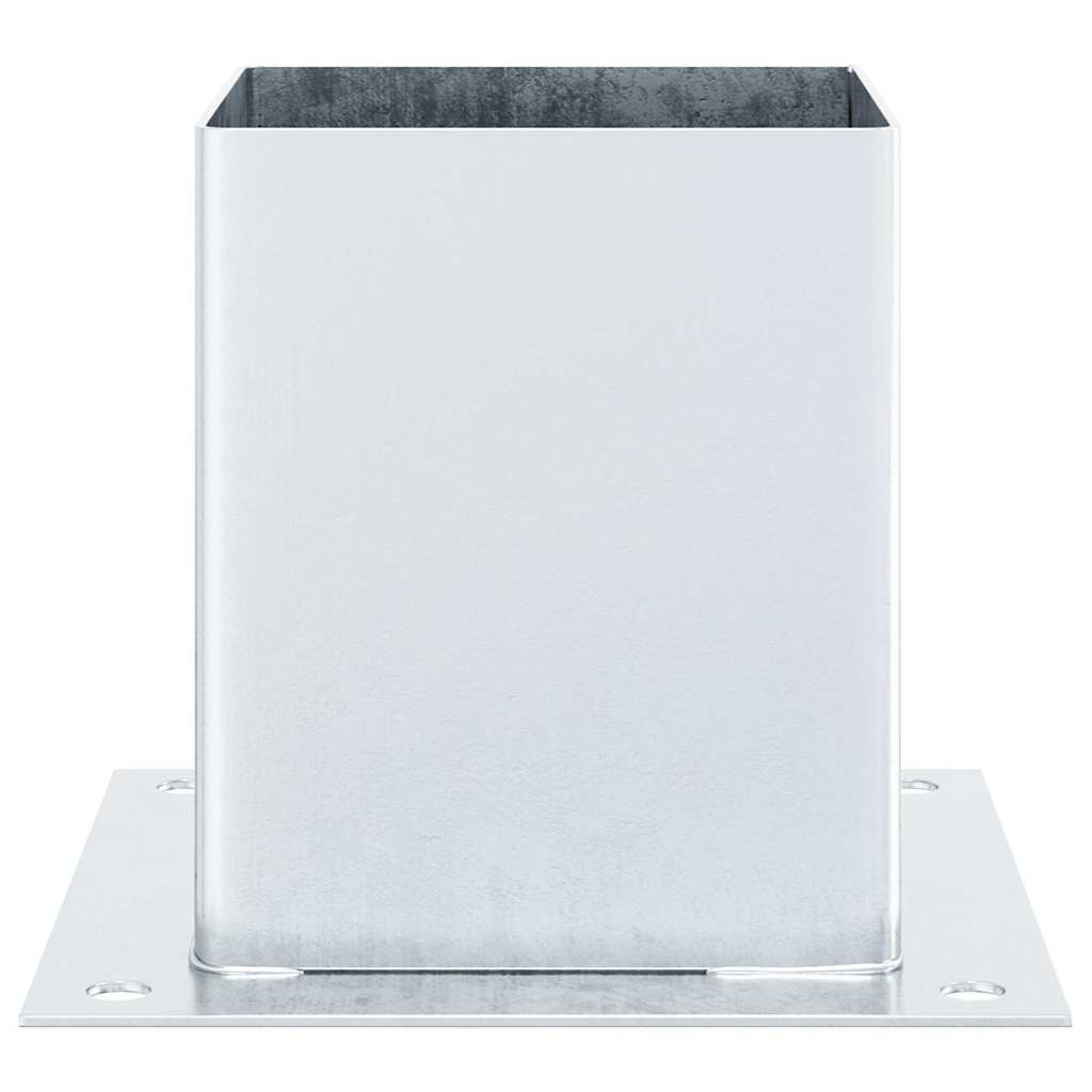 Basi per Pali Quadrate 4 pz Argento 101x101 mm Acciaio Zincato | homemem39