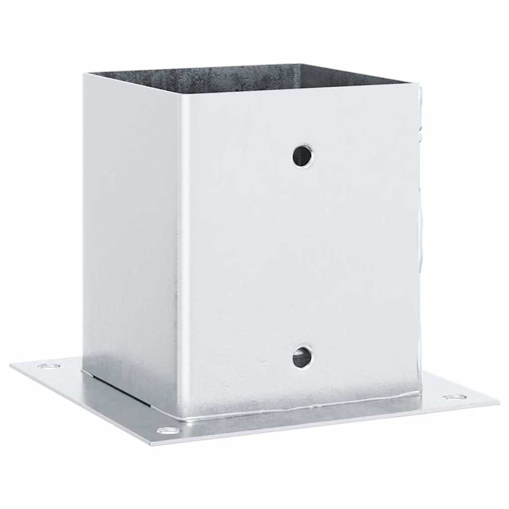 Basi per Pali Quadrate 4 pz Argento 121x121 mm Acciaio Zincato | homemem39