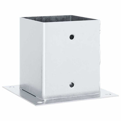 Basi per Pali Quadrate 4 pz Argento 121x121 mm Acciaio Zincato | homemem39
