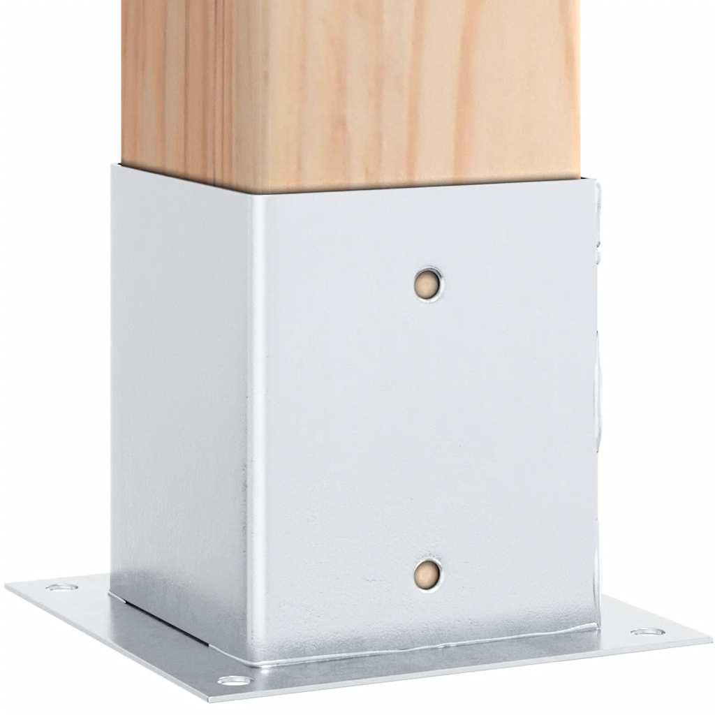 Basi per Pali Quadrate 4 pz Argento 121x121 mm Acciaio Zincato | homemem39