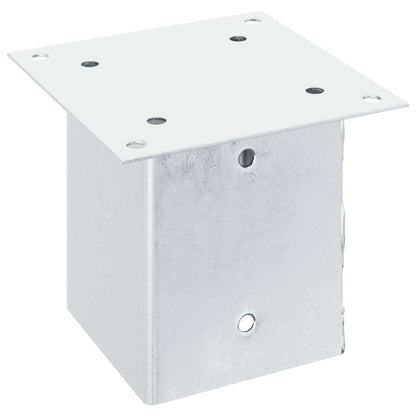 Basi per Pali Quadrate 4 pz Argento 121x121 mm Acciaio Zincato | homemem39