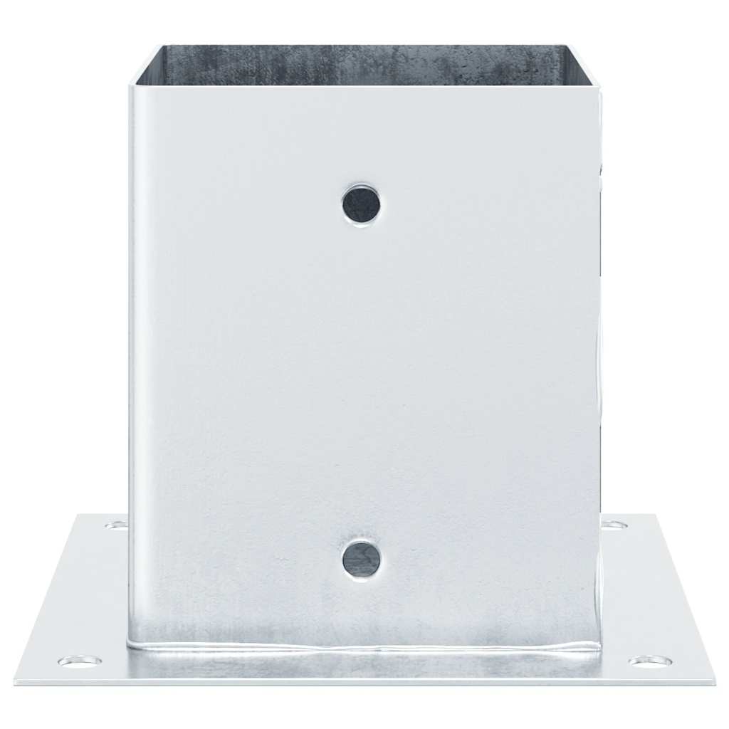 Basi per Pali Quadrate 4 pz Argento 121x121 mm Acciaio Zincato | homemem39