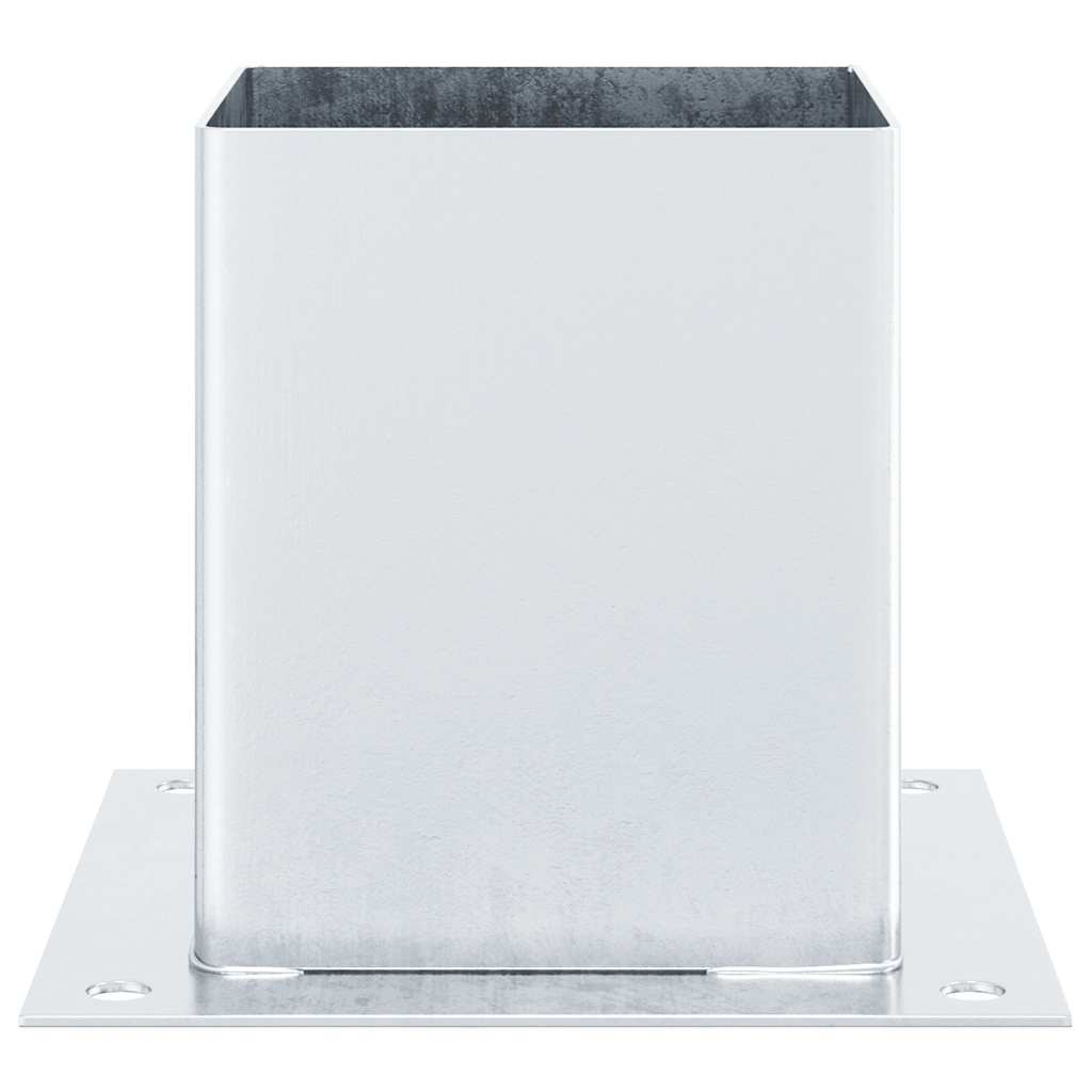 Basi per Pali Quadrate 4 pz Argento 121x121 mm Acciaio Zincato | homemem39