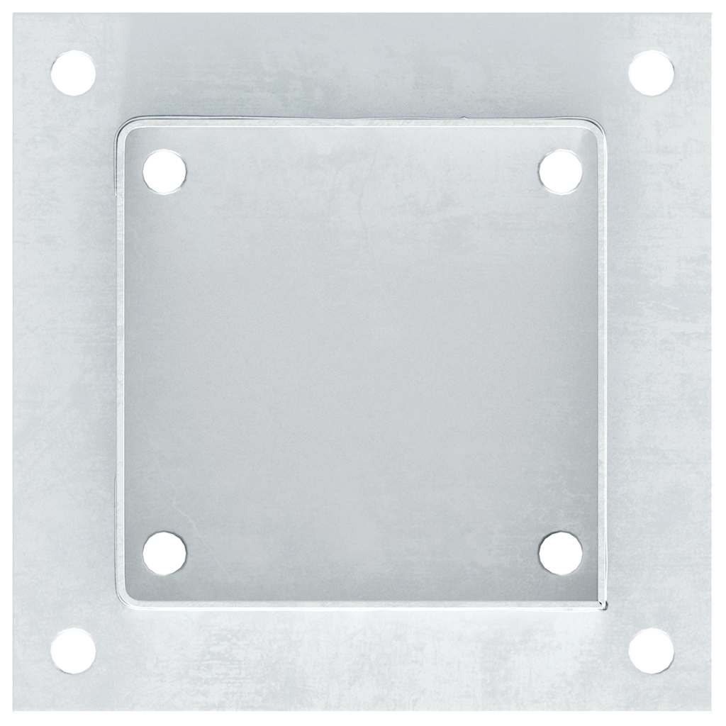 Basi per Pali Quadrate 4 pz Argento 121x121 mm Acciaio Zincato | homemem39