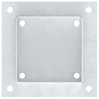 Basi per Pali Quadrate 4 pz Argento 121x121 mm Acciaio Zincato | homemem39