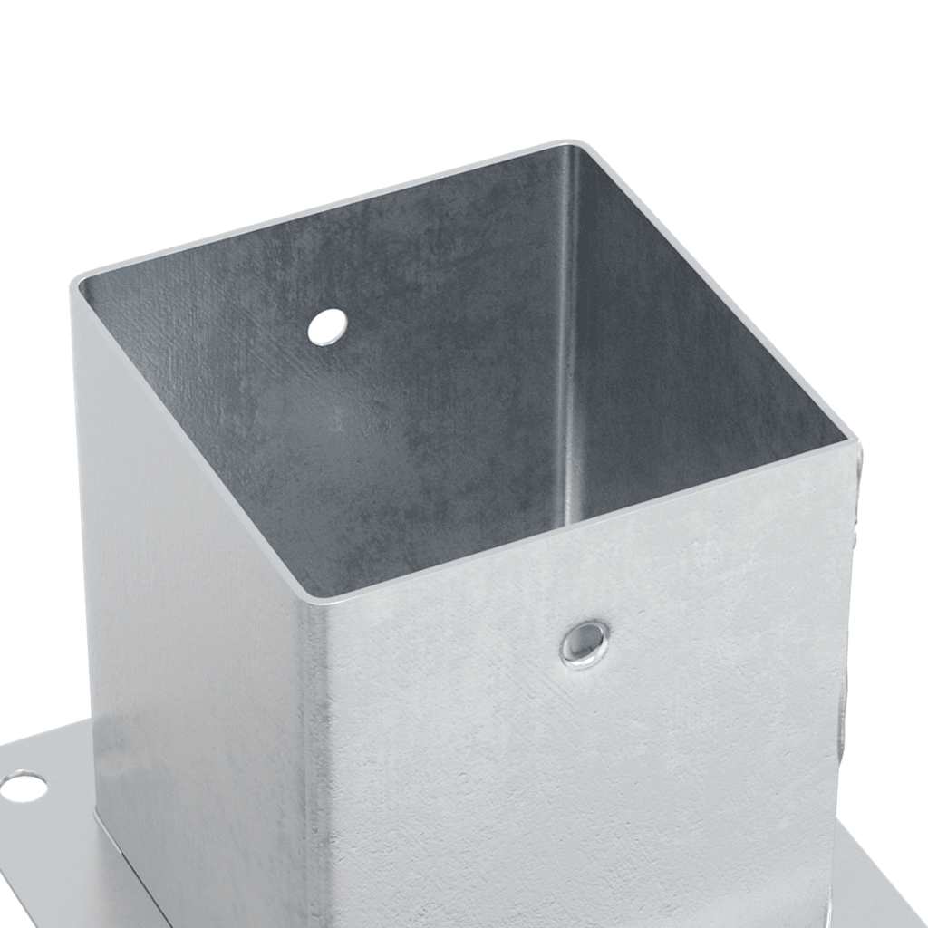 Basi per Pali Quadrate 4 pz Argento 121x121 mm Acciaio Zincato | homemem39