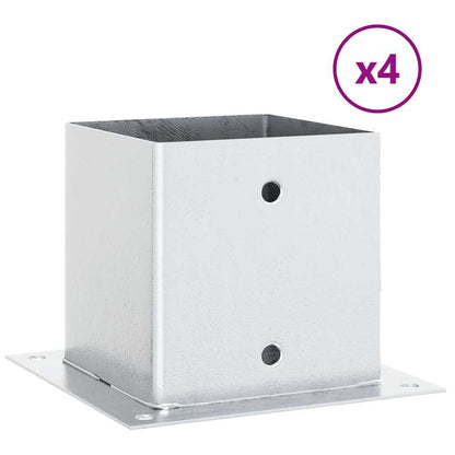Basi per Pali Quadrate 4 pz Argento 141x141 mm Acciaio Zincato | homemem39