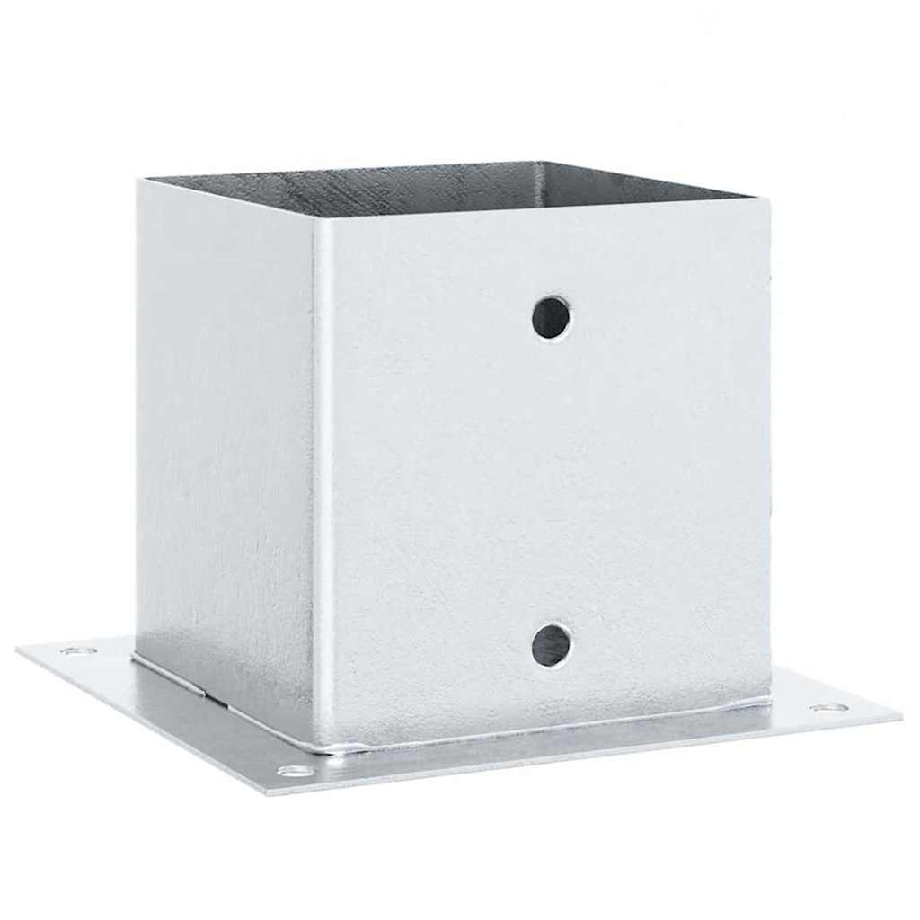 Basi per Pali Quadrate 4 pz Argento 141x141 mm Acciaio Zincato | homemem39