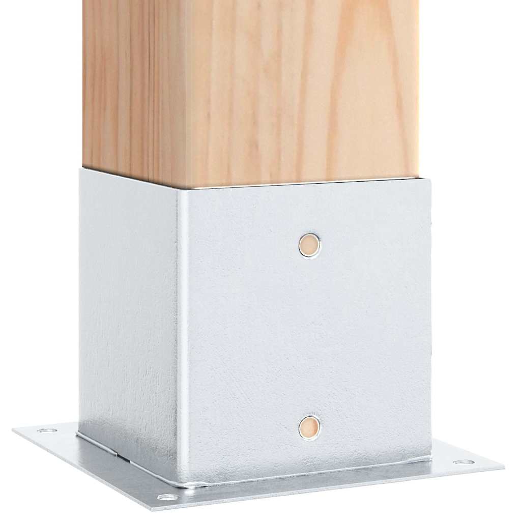 Basi per Pali Quadrate 4 pz Argento 141x141 mm Acciaio Zincato | homemem39