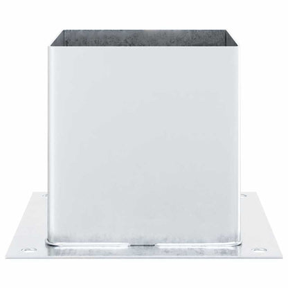 Basi per Pali Quadrate 4 pz Argento 141x141 mm Acciaio Zincato | homemem39