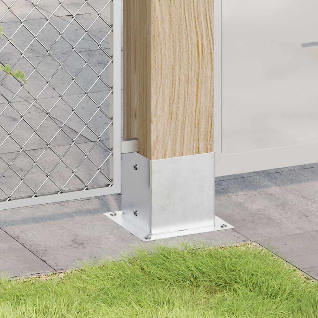 Basi per Pali Quadrate 12 pz Argento 141x141 mm Acciaio Zincato | homemem39