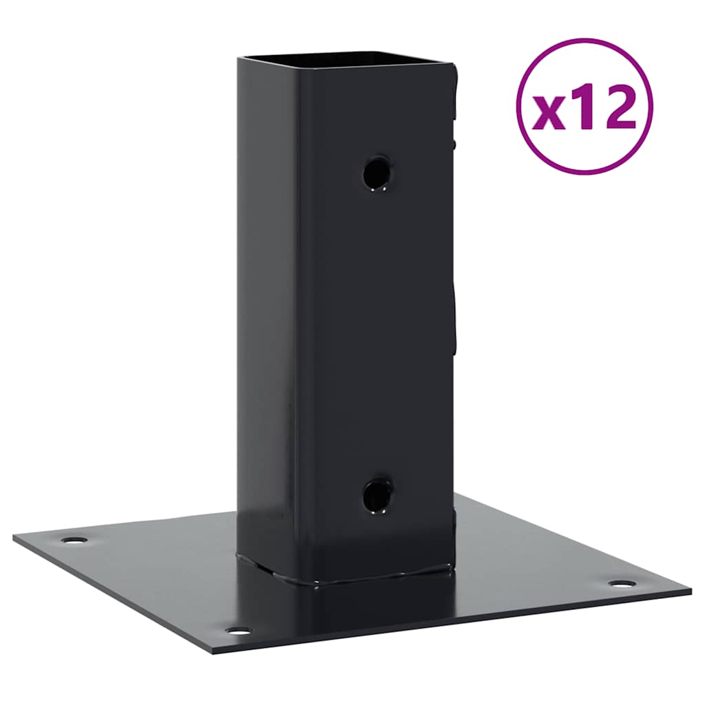 Basi per Pali Quadrati 12 pz 46x46mm Acciaio Verniciato Polvere