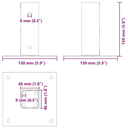 Basi per Pali Quadrati 12 pz 46x46mm Acciaio Verniciato Polvere | homemem39