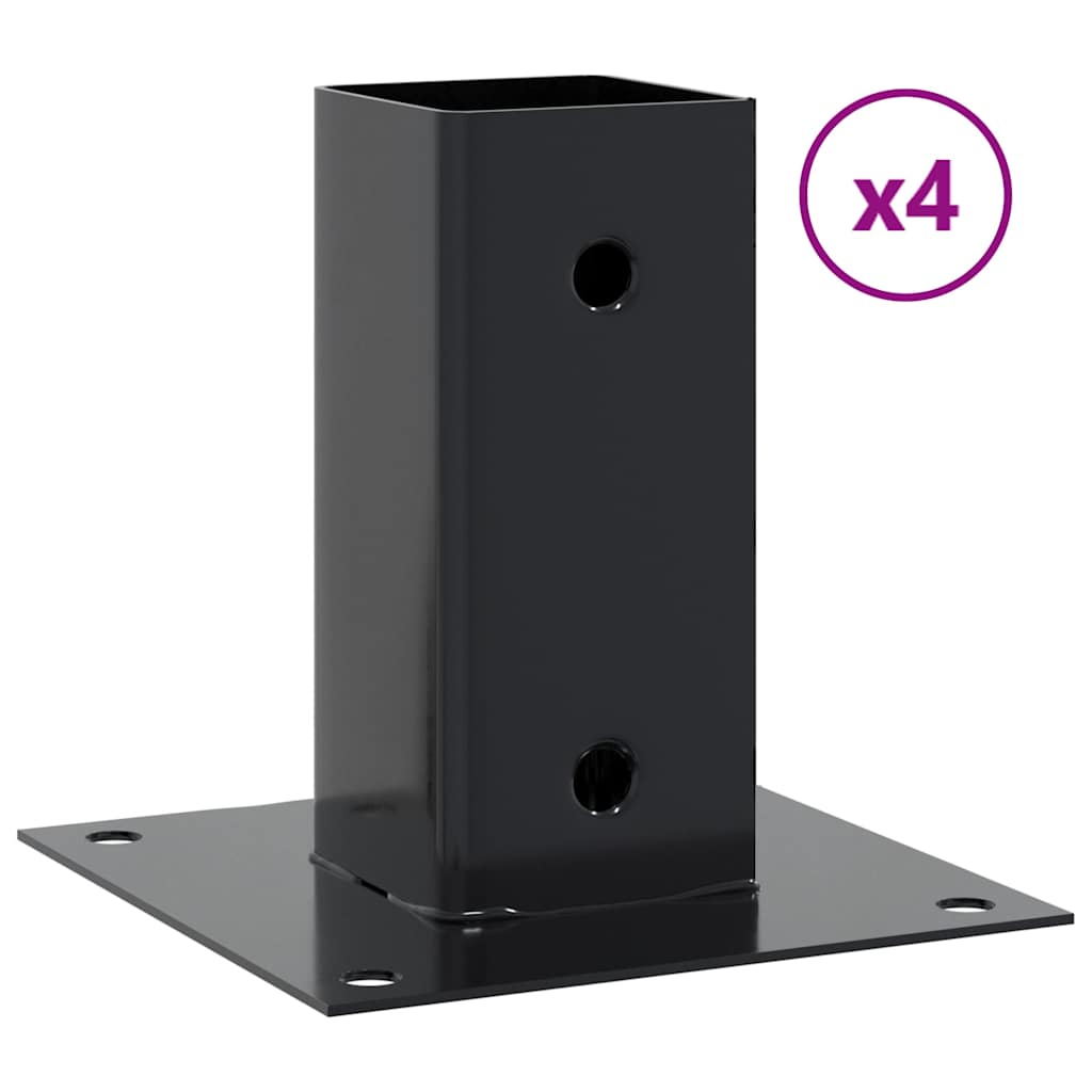 Basi per Pali Quadrati 4 pz 61x61 mm Acciaio Verniciato Polvere | homemem39