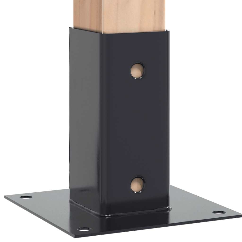 Basi per Pali Quadrati 4 pz 61x61 mm Acciaio Verniciato Polvere | homemem39