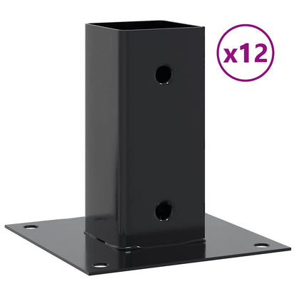 Basi per Pali Quadrati 12 pz 71x71mm Acciaio Verniciato Polvere | homemem39