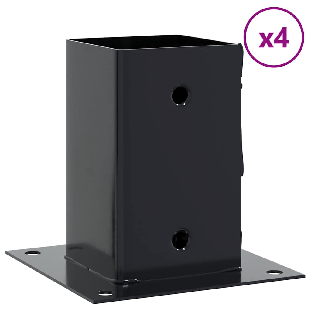 Basi per Pali Quadrati 4 pz 81x81 mm Acciaio Verniciato Polvere | homemem39