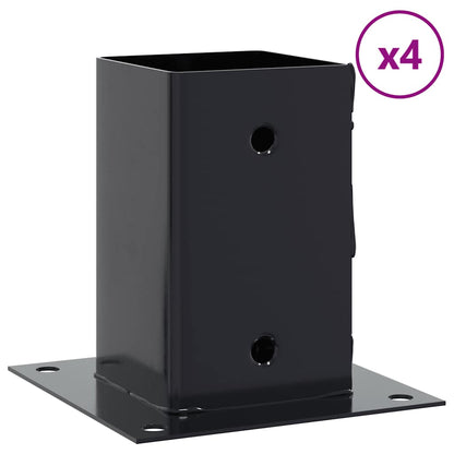 Basi per Pali Quadrati 4 pz 91x91 mm Acciaio Verniciato Polvere | homemem39