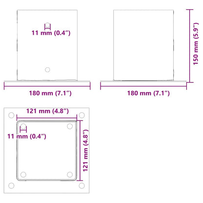 Basi Pali Quadrati 12 pz 121x121 mm Acciaio Verniciato Polvere | homemem39