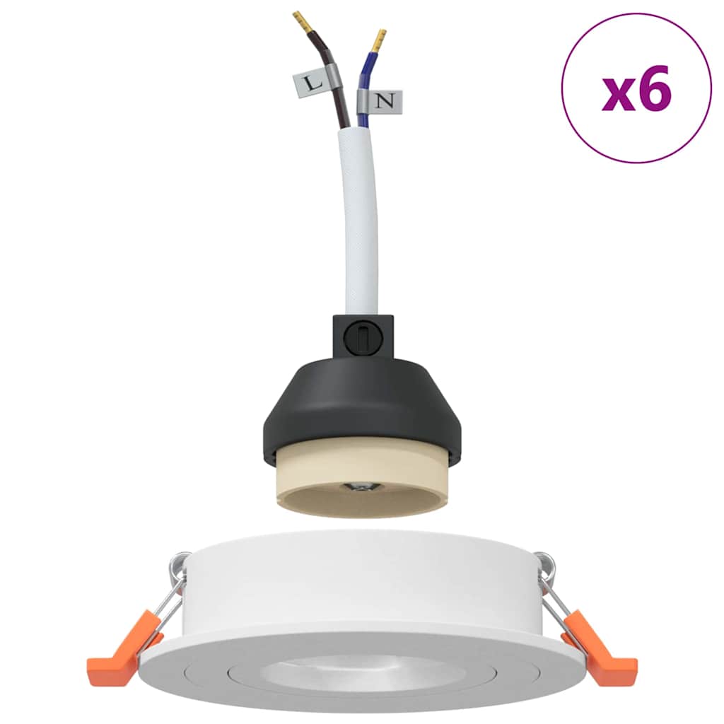 Spotlights con i riflettori 6 pcs Bianco 9 x 9 x cm Alluminio