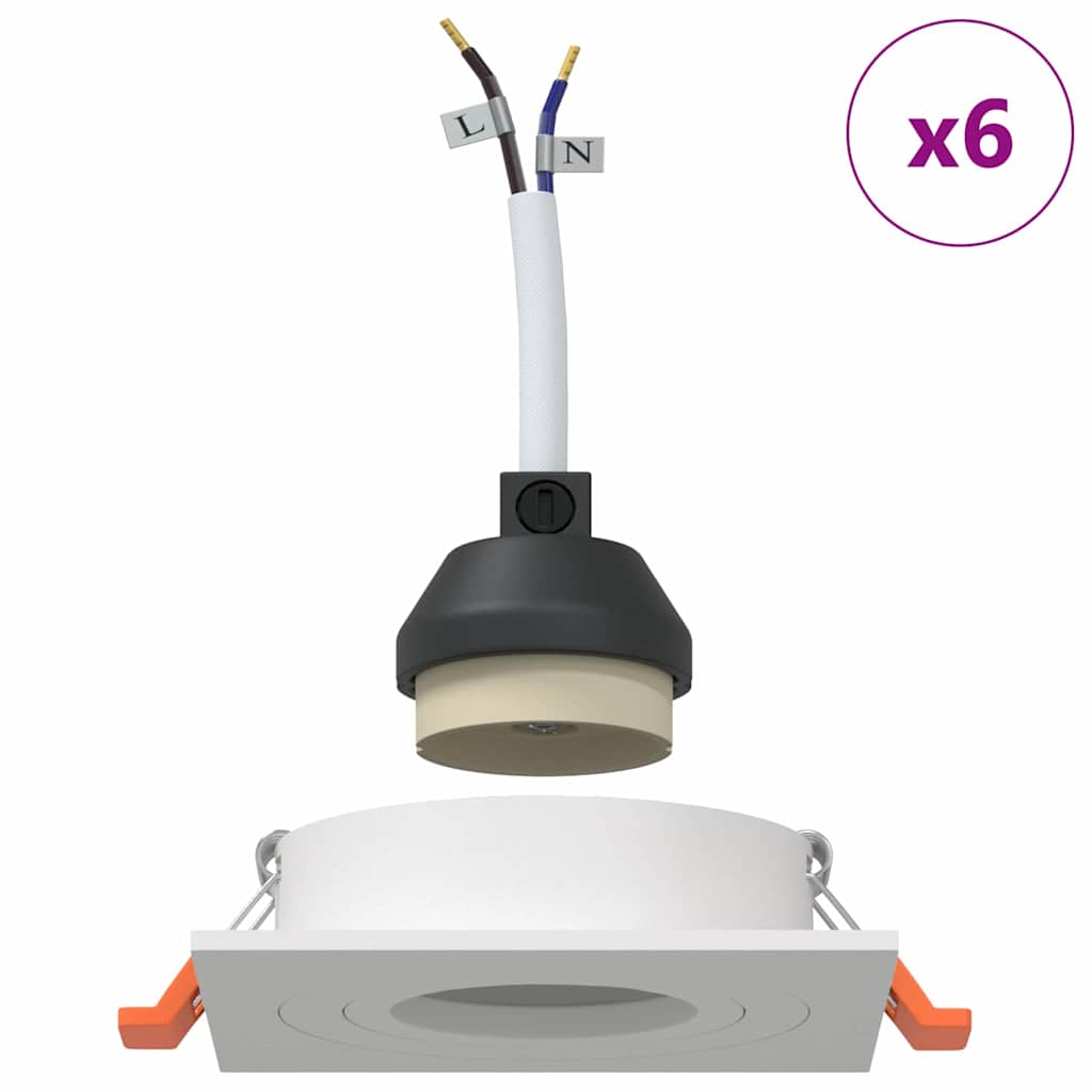 Spotlights con i riflettori 6 pcs Bianco 9 x 9 x cm Alluminio