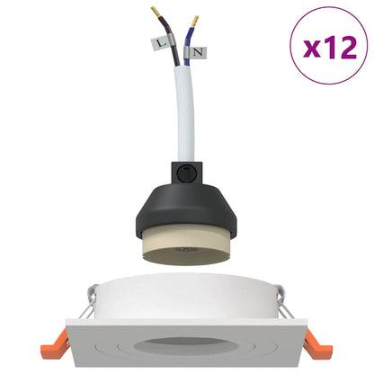 Spotlights con i riflettori 12 pcs Bianco 9 x 9 x cm Alluminio