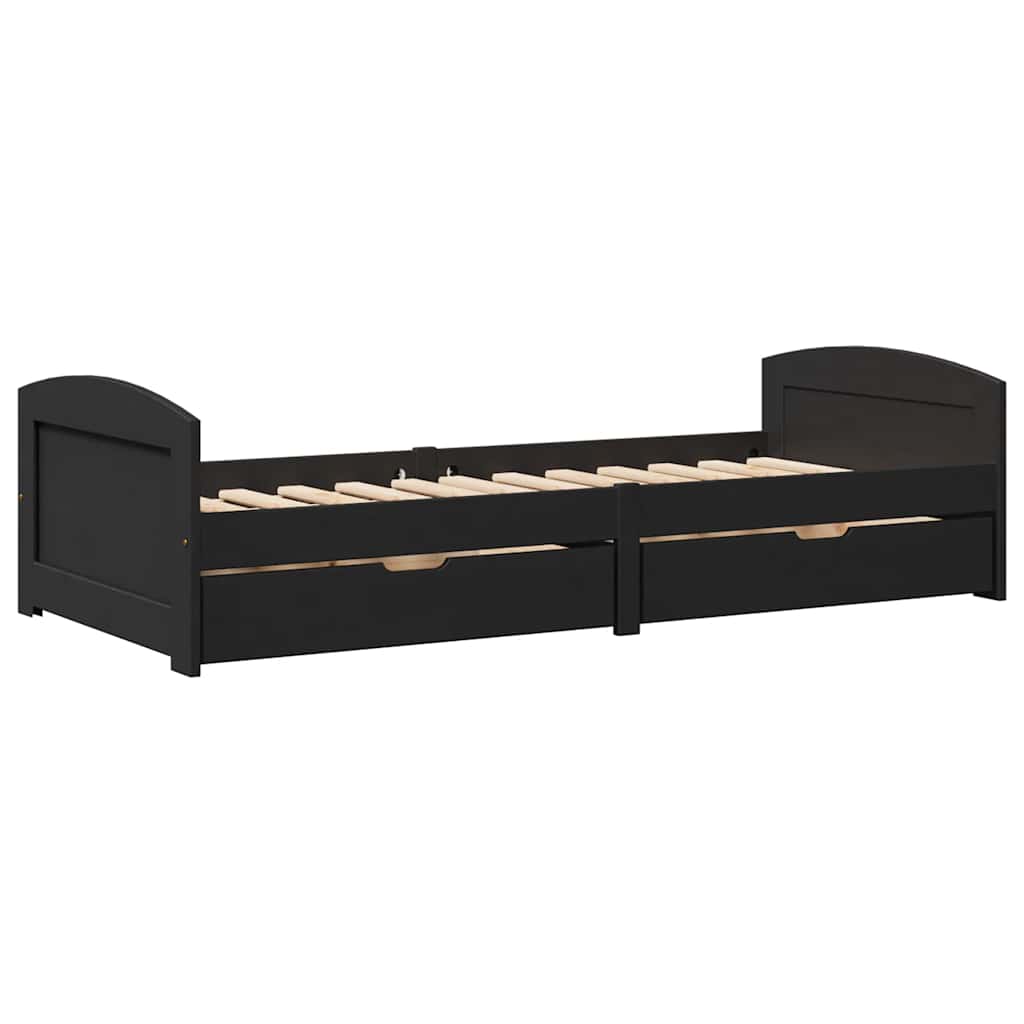 Dormeuse con 2 Cassetti senza Materasso Nero 90x200 cm IRUN | homemem39
