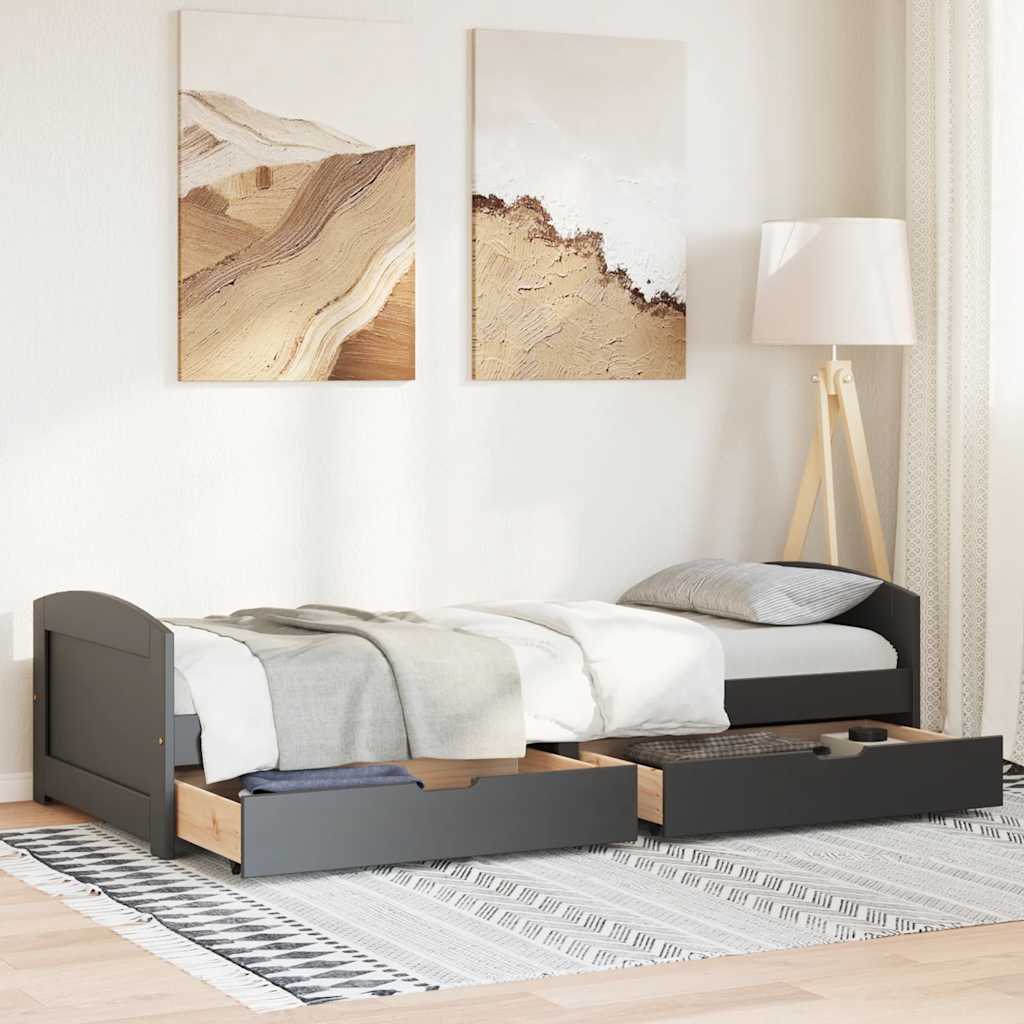 Dormeuse con 2 Cassetti senza Materasso Nero 90x200 cm IRUN | homemem39