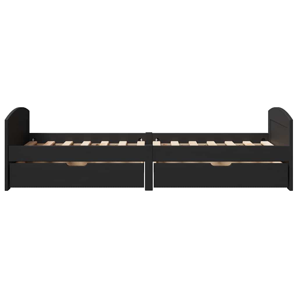 Dormeuse con 2 Cassetti senza Materasso Nero 90x200 cm IRUN | homemem39