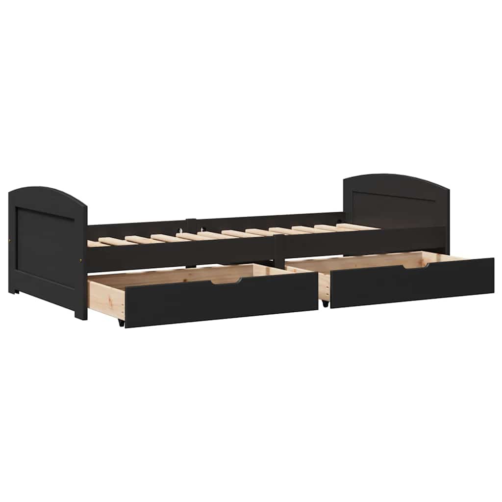 Dormeuse con 2 Cassetti senza Materasso Nero 90x200 cm IRUN | homemem39