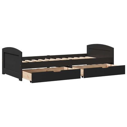 Dormeuse con 2 Cassetti senza Materasso Nero 90x200 cm IRUN | homemem39
